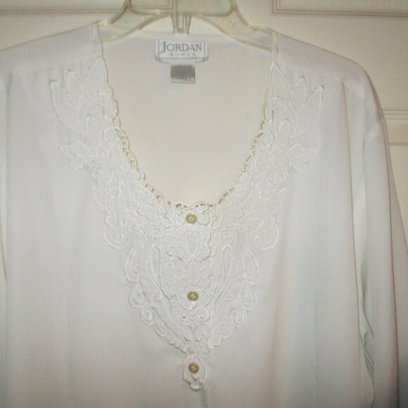 Shirt: “Jordan Woman” Sz:24W, Button Down, Round Collar, Long Sleeve, Off White - Picture 8 of 12
